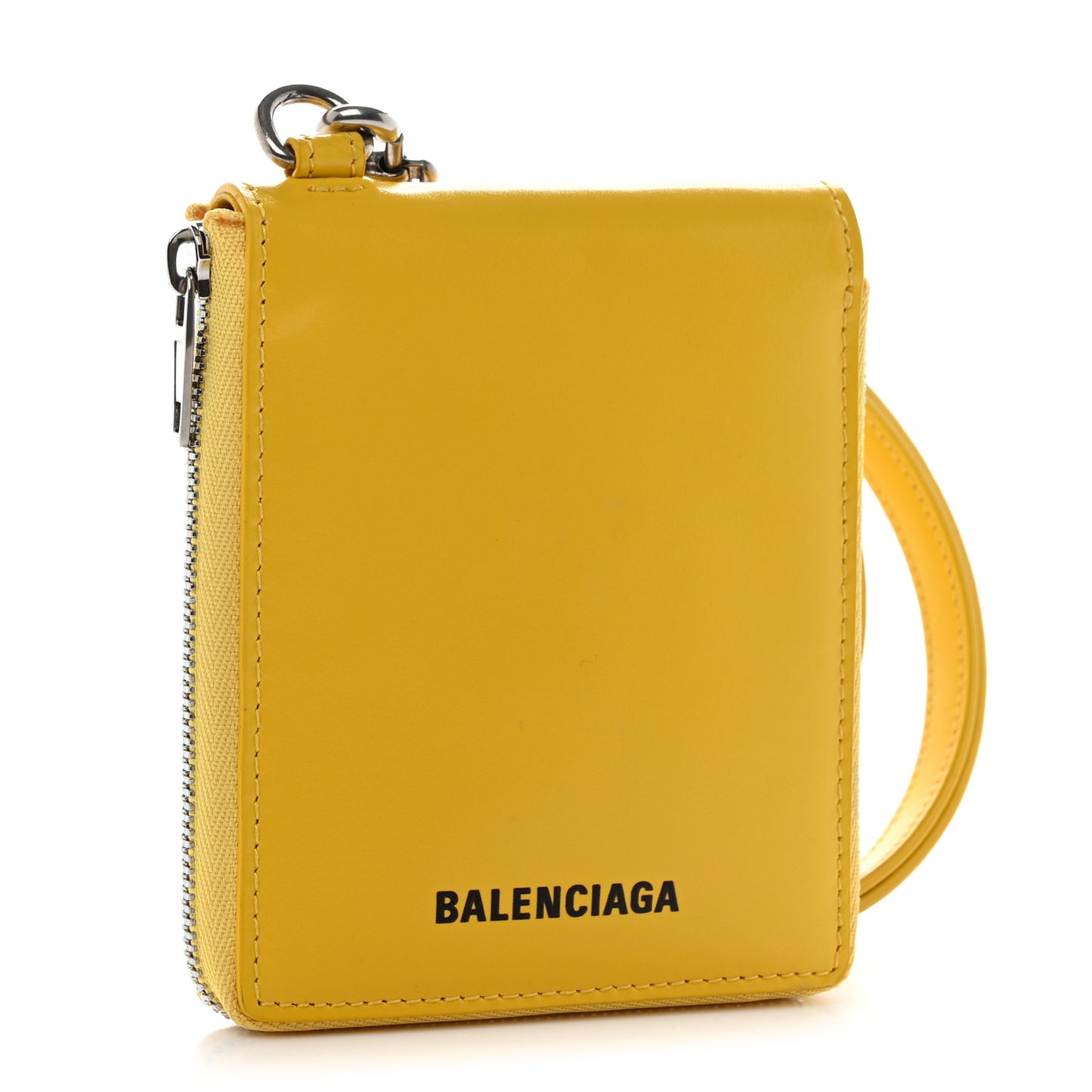 X THE SIMPSONS Smooth Calfskin Logo Card Holder On Keychain Bumblebee Yellow