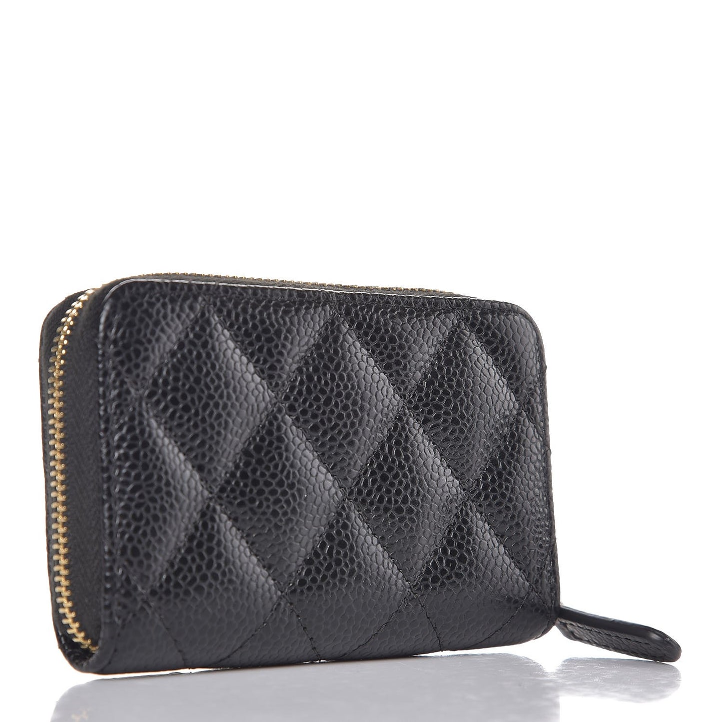 Caviar Quilted Zip Coin Purse Black