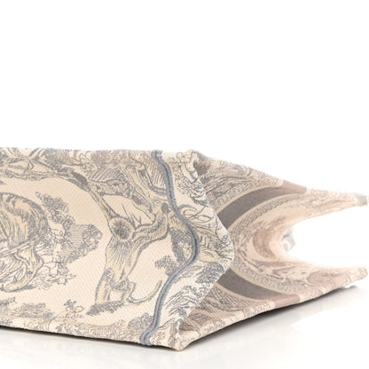 Christian Dior Canvas Embroidered Medium Dioriviera Toile De Jouy Book Tote Gray 10 of 14