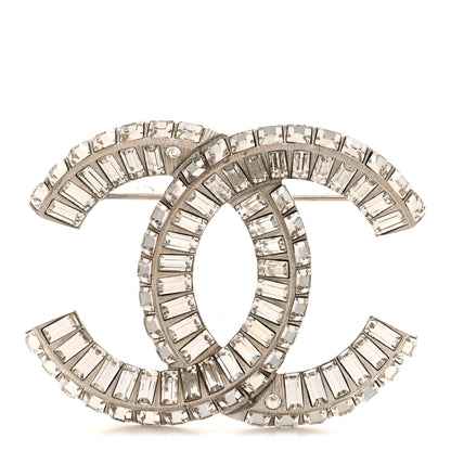 Chanel Baguette Crystal CC Brooch Silver 1 of 4