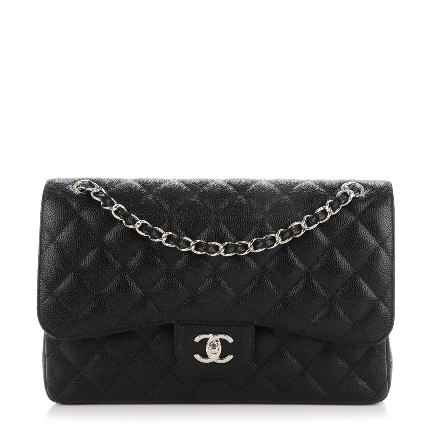 Caviar Quilted Jumbo Double Flap Black