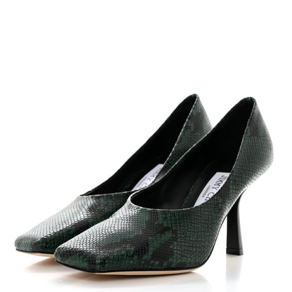 Jimmy Choo Snake Printed Calfskin Marcella 85 Pumps 36.5 Dark Moss 3 of 8