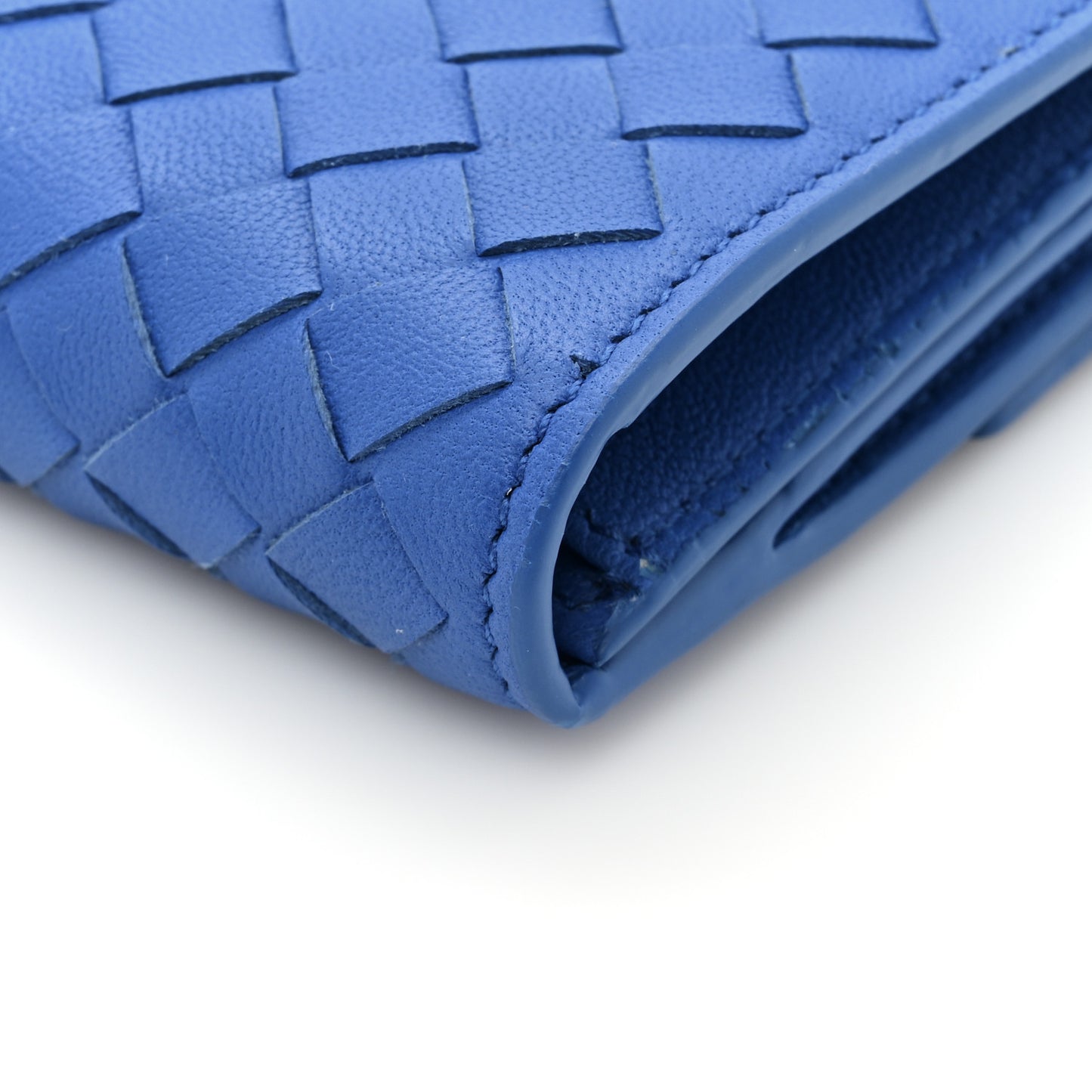 Nappa Intrecciato Continental Flap Wallet Bluette