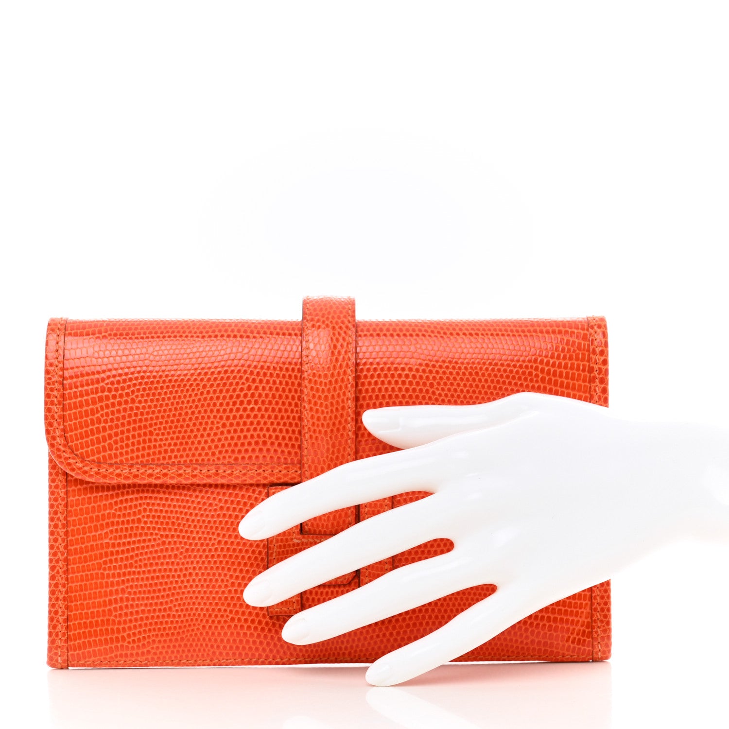 Hermes Lizard Mini Jige Elan Clutch Orange 2 of 6