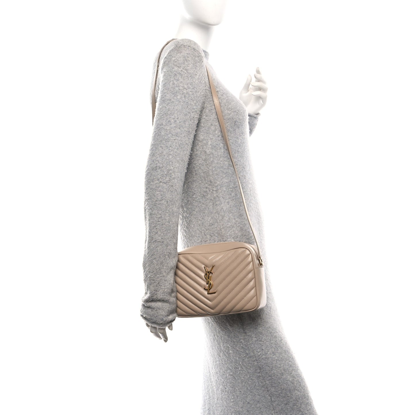 Calfskin Matelasse Monogram Lou Camera Bag Dark Beige