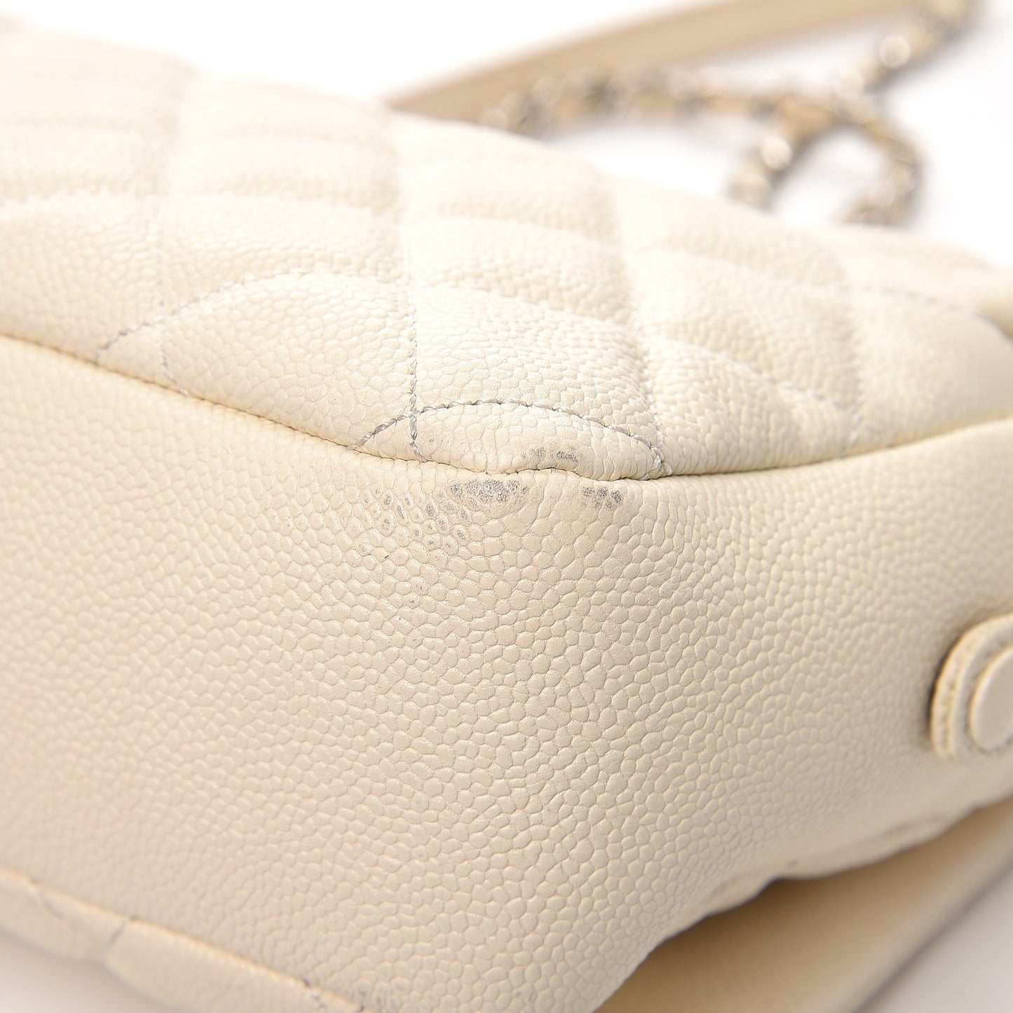 Caviar Quilted Jumbo Easy Flap Dark White