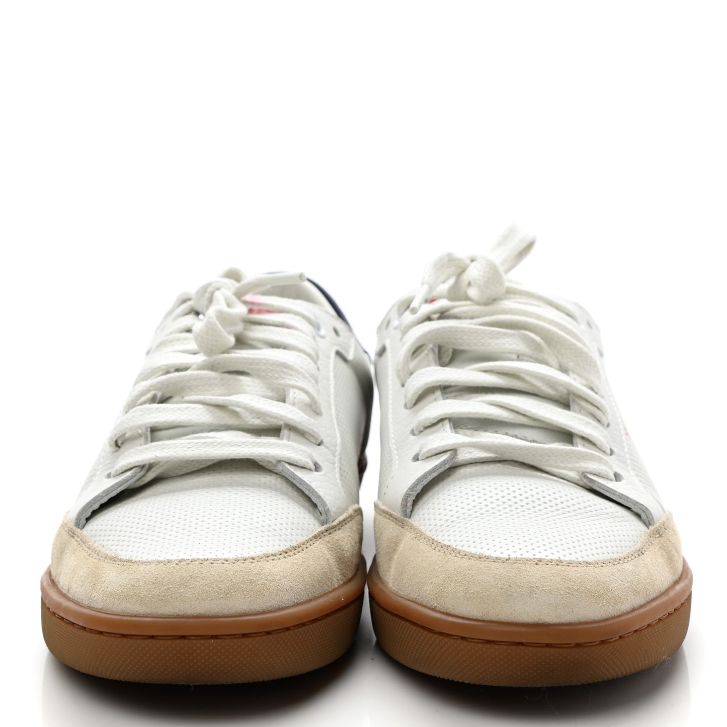 Calfskin Perforated Suede SL10 Court Classic Low Top Sneakers 36.5 White