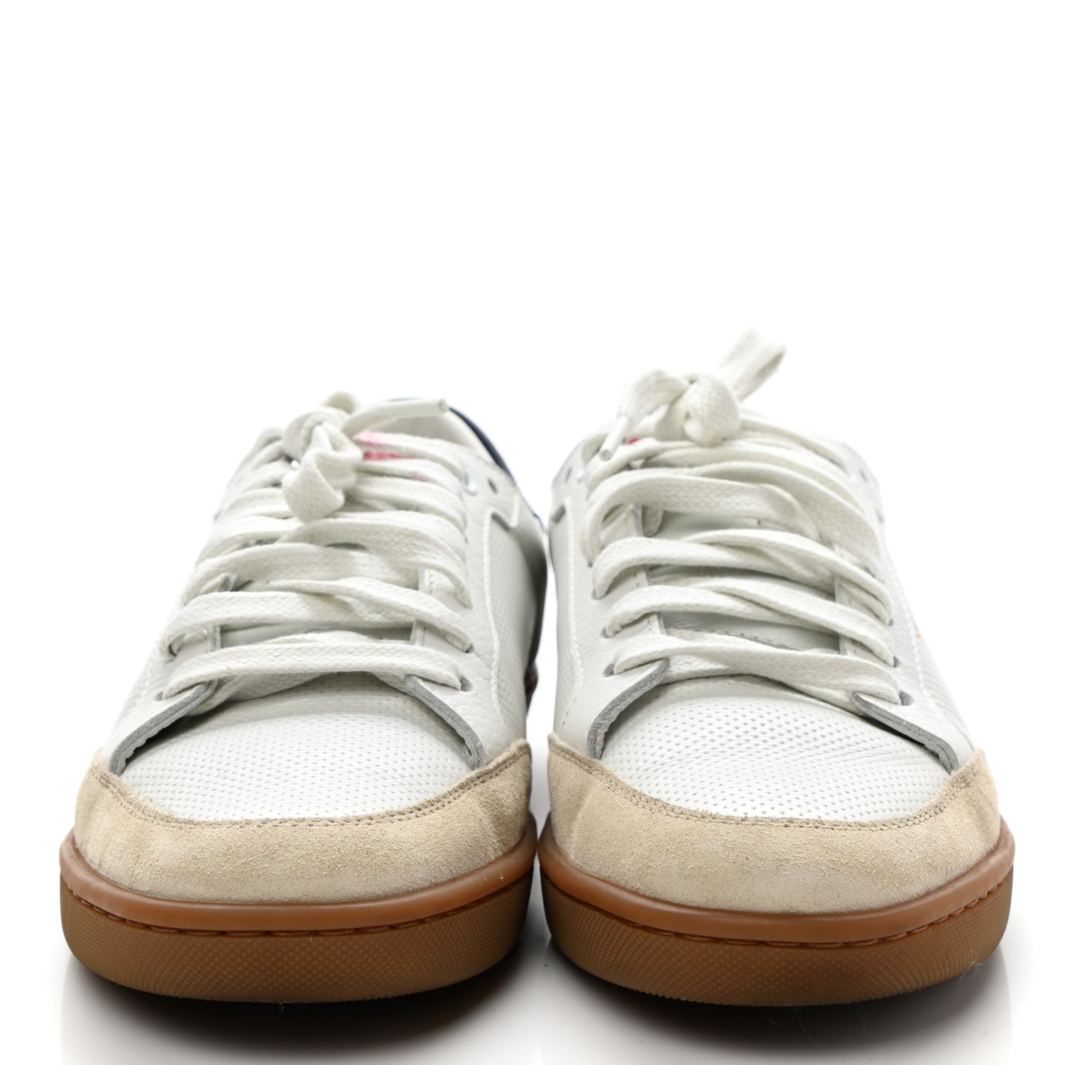 Saint Laurent Calfskin Perforated Suede SL10 Court Classic Low Top Sneakers 36.5 White 2 of 10