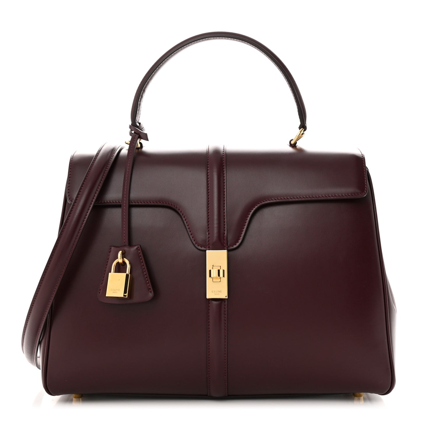 Satinated Calfskin Medium 16 Top Handle Bag Light Burgundy