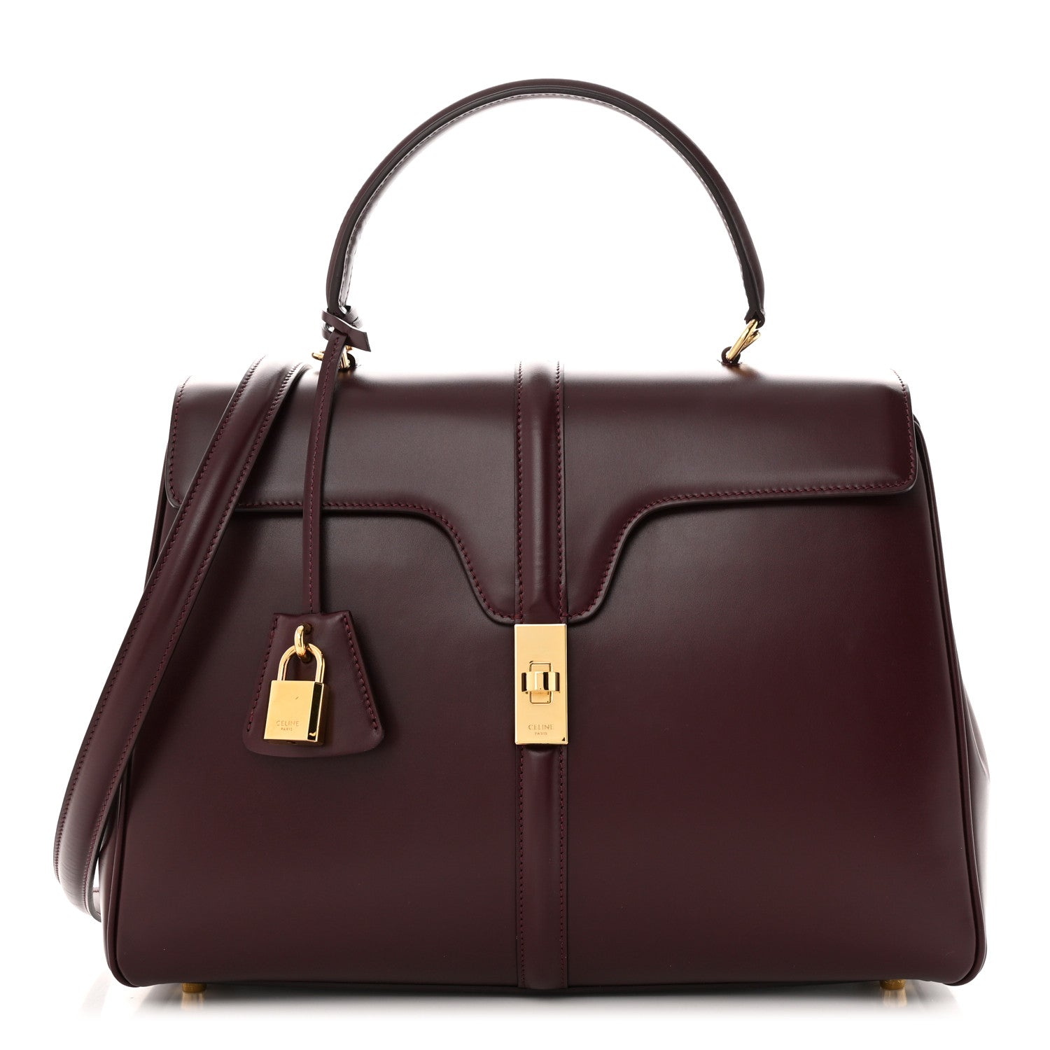 Celine Satinated Calfskin Medium 16 Top Handle Bag Light Burgundy 1 of 13