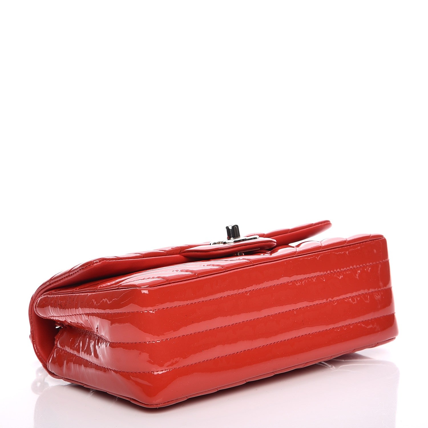 Chanel Patent Chevron Quilted Mini Rectangular Flap Red 4 of 11