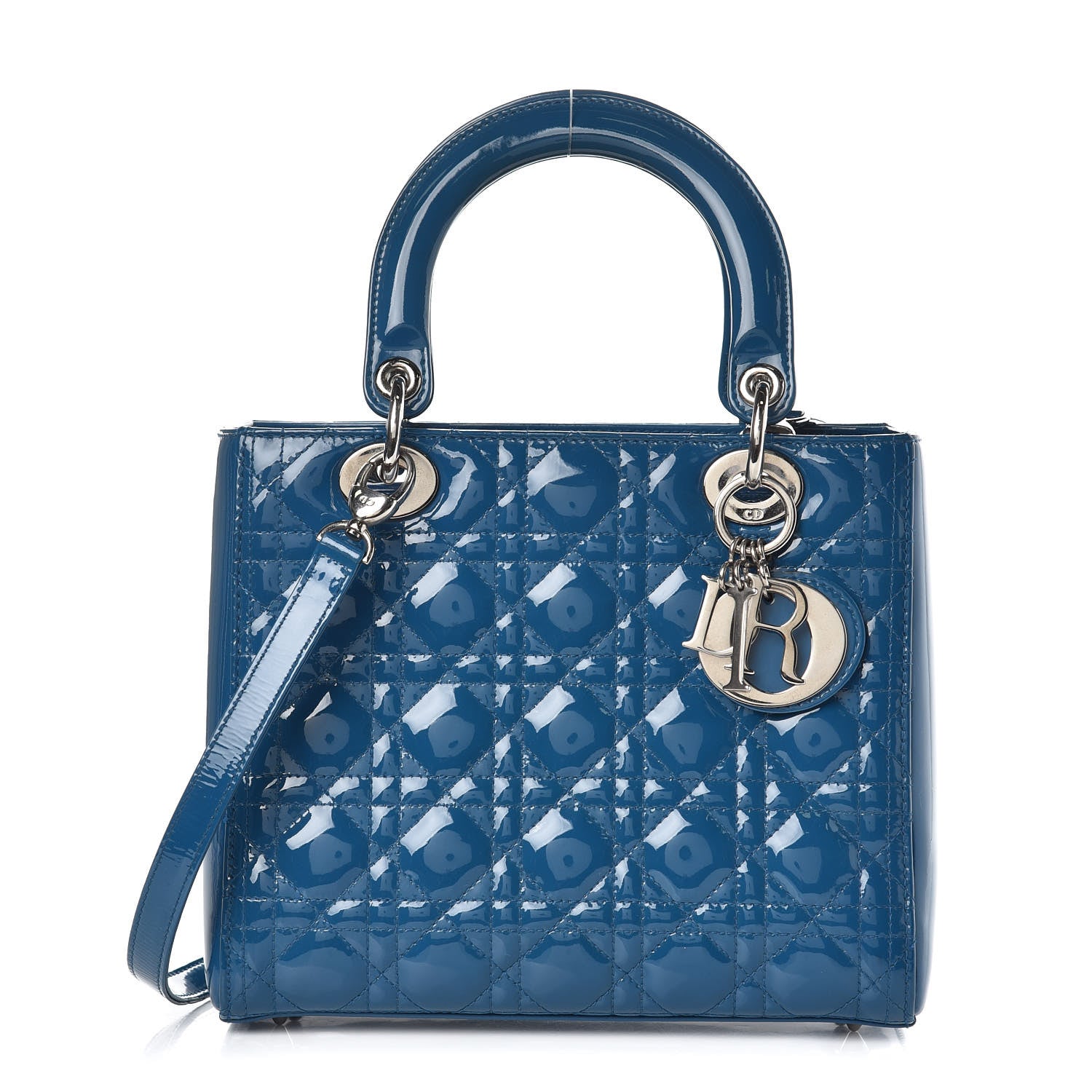 Christian Dior Patent Cannage Medium Lady Dior Blue 1 of 9