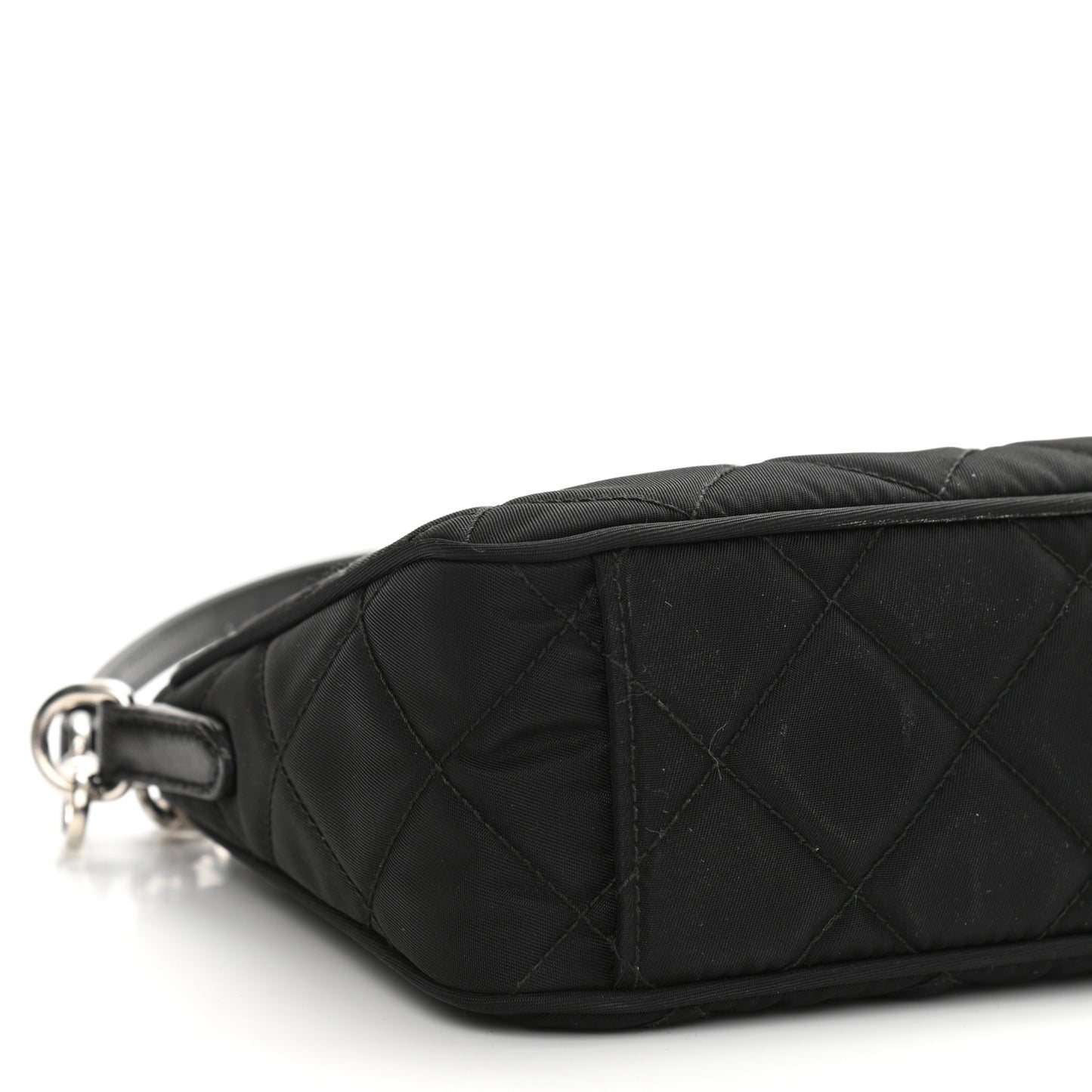 Nylon Tessuto Impuntu Quilted Crossbody Bag Black