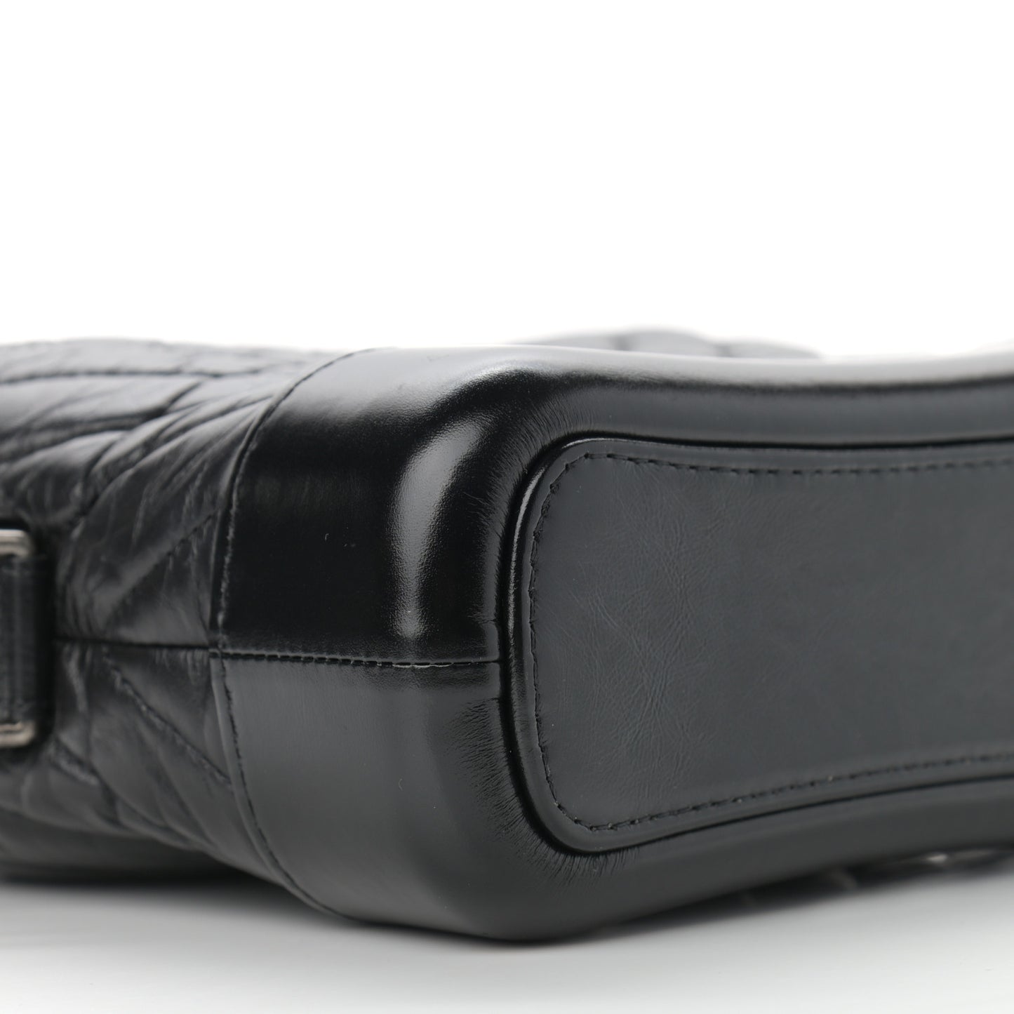 Aged Calfskin Chevron Quilted Small Gabrielle Hobo Black