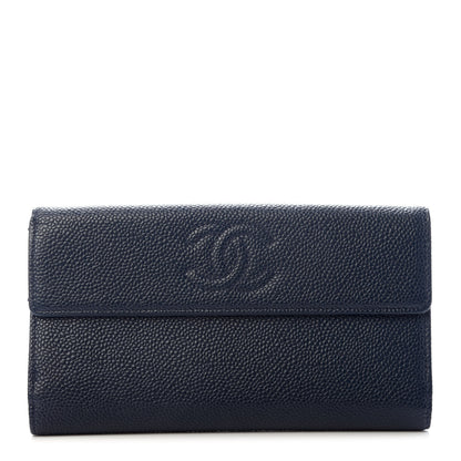 Chanel Caviar Timeless CC Large Flap Wallet Navy Blue 1 of 7