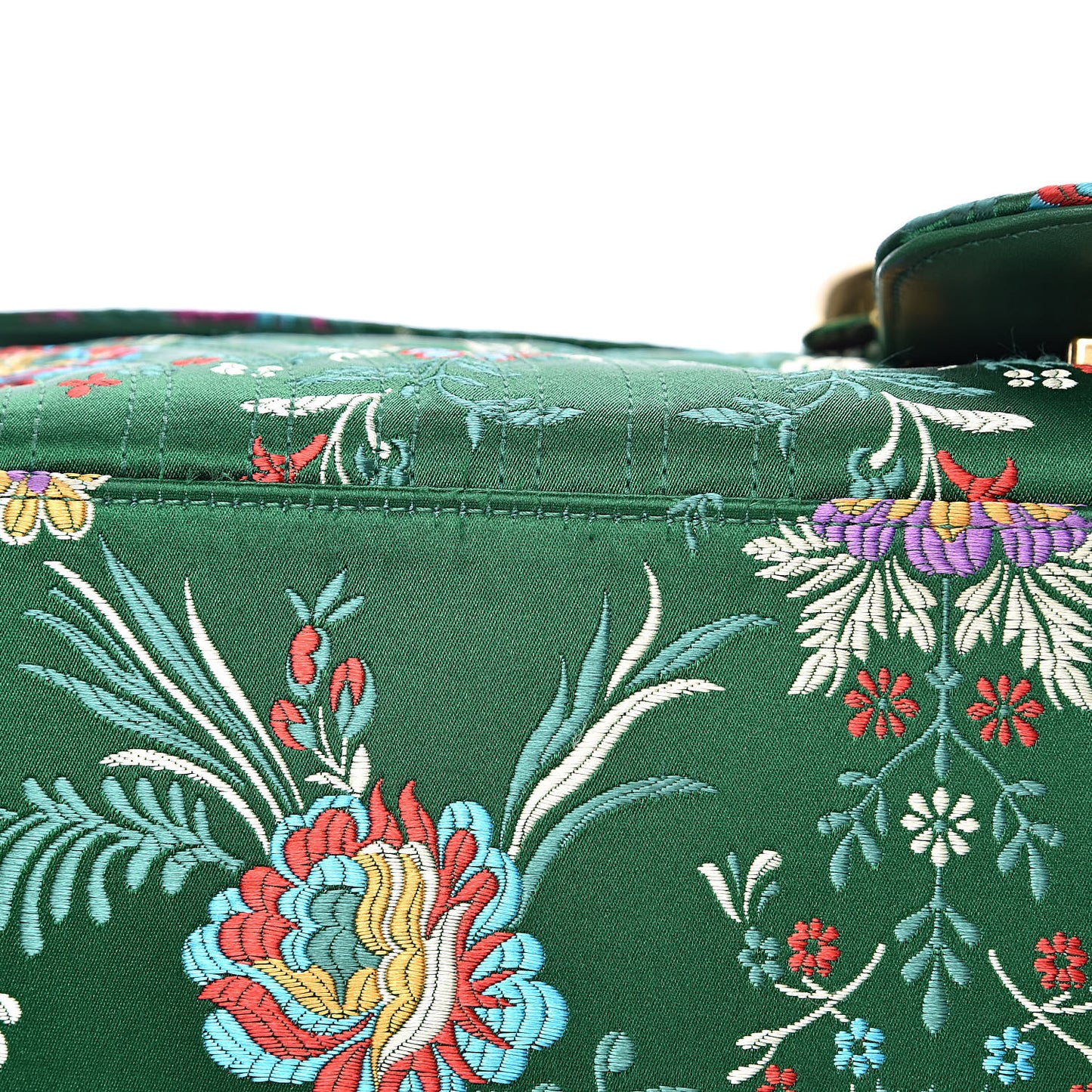 Jacquard Matelasse Floral Maxi GG Marmont Top Handle Shoulder Bag Green Multicolor
