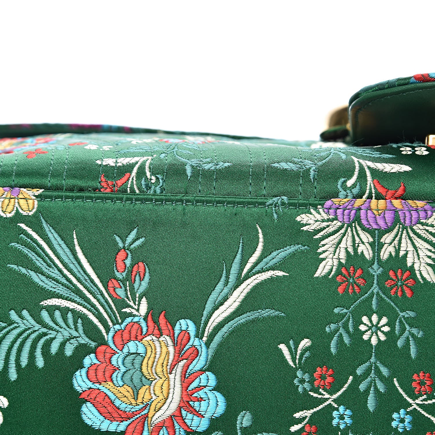 Gucci Jacquard Matelasse Floral Maxi GG Marmont Top Handle Shoulder Bag Green Multicolor 10 of 19