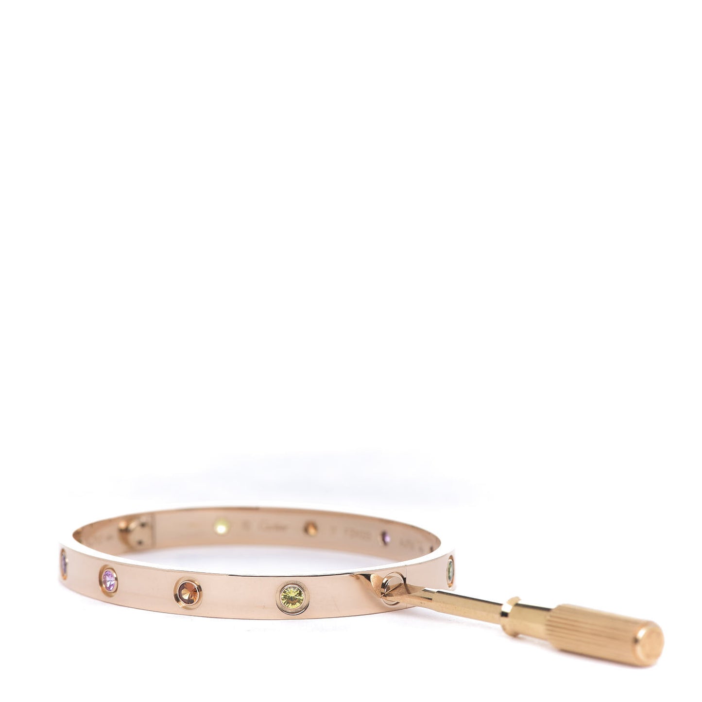 18K Pink Gold Sapphire Garnet Amethyst LOVE Bracelet 17