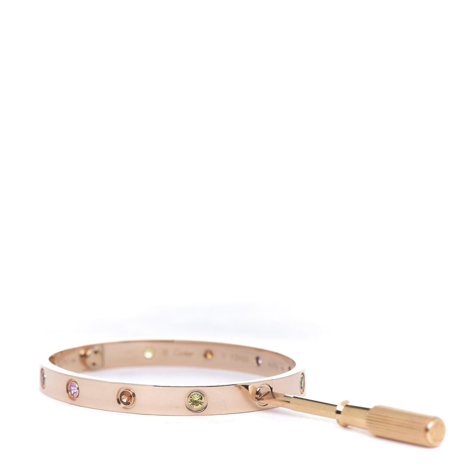 Cartier 18K Pink Gold Sapphire Garnet Amethyst LOVE Bracelet 17 3 of 5