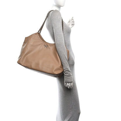 Prada Soft Calf Chain Tote Sughero 2 of 11