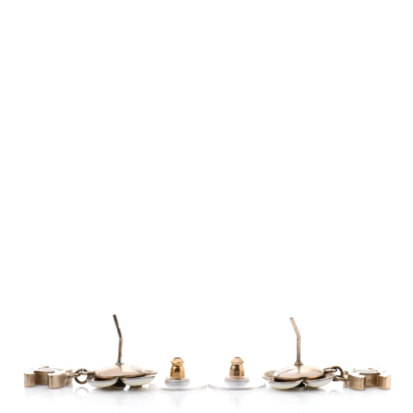 Enamel CC Camellia Earrings White Gold
