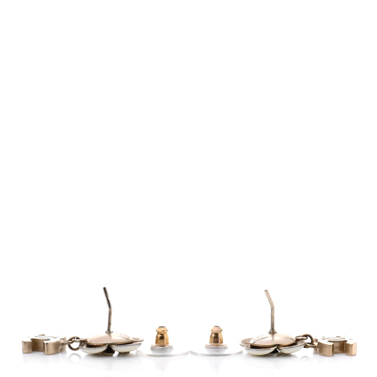 Chanel Enamel CC Camellia Earrings White Gold 3 of 4