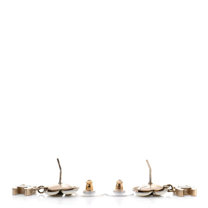 Chanel Enamel CC Camellia Earrings White Gold 3 of 4