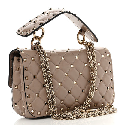 Valentino Garavani Nappa Small Rockstud Spike Shoulder Bag Poudre 3 of 11