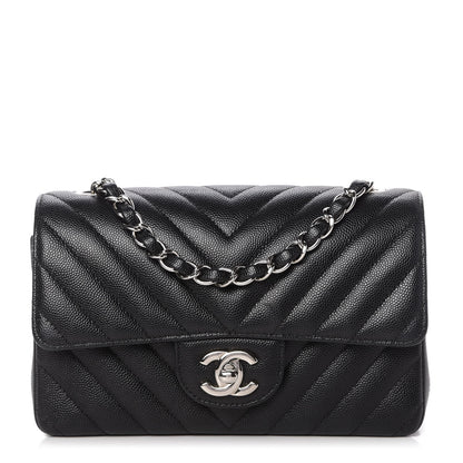 Chanel Caviar Chevron Quilted Mini Rectangular Flap Black 1 of 10