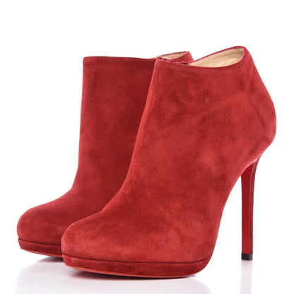 Christian Louboutin Veau Velours Bella Top 120 Ankle Boots 36.5 Carmin 3 of 10