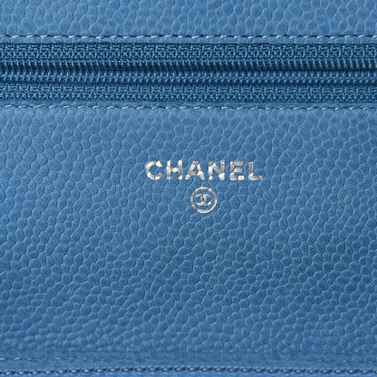 Chanel Iridescent Caviar Quilted Wallet On Chain WOC Blue 6 of 13