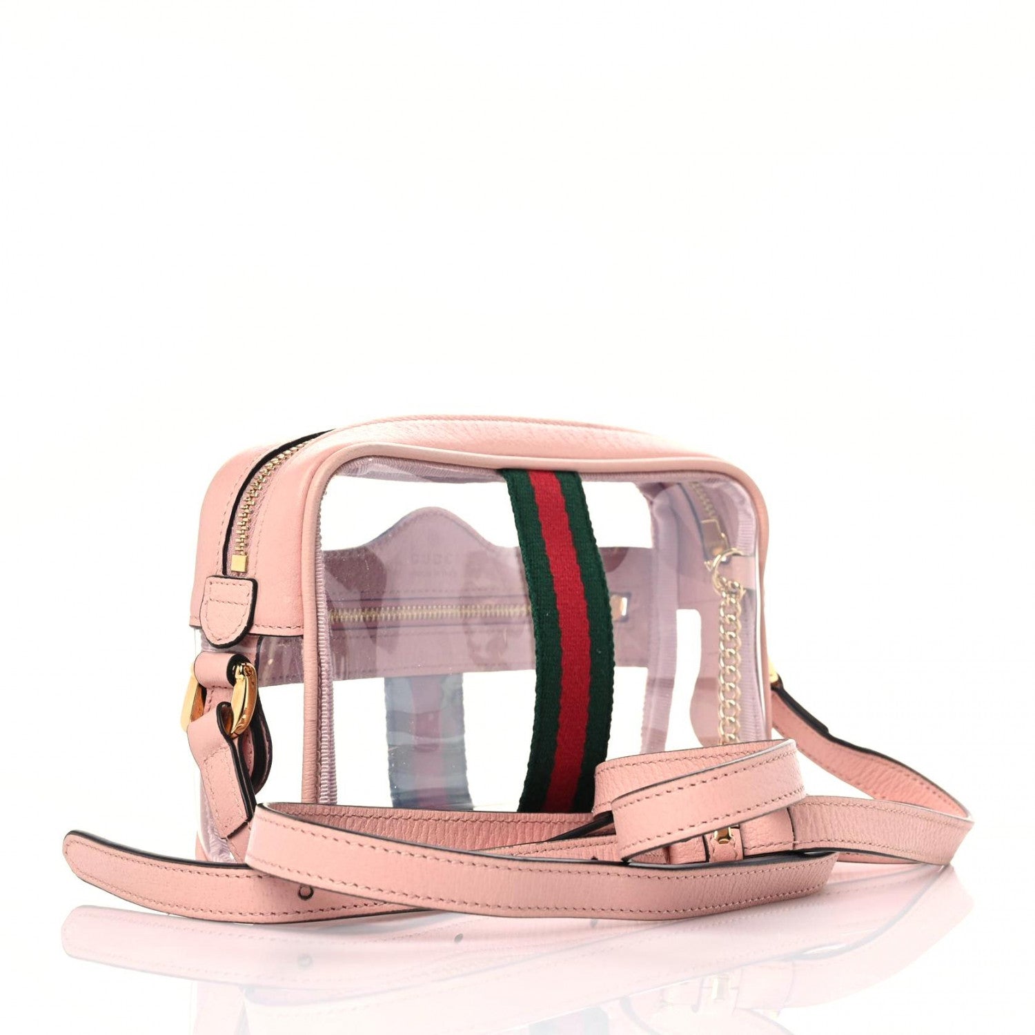 Gucci Vinyl Web Mini Ophidia Transparent Shoulder Bag Perfect Pink 4 of 13