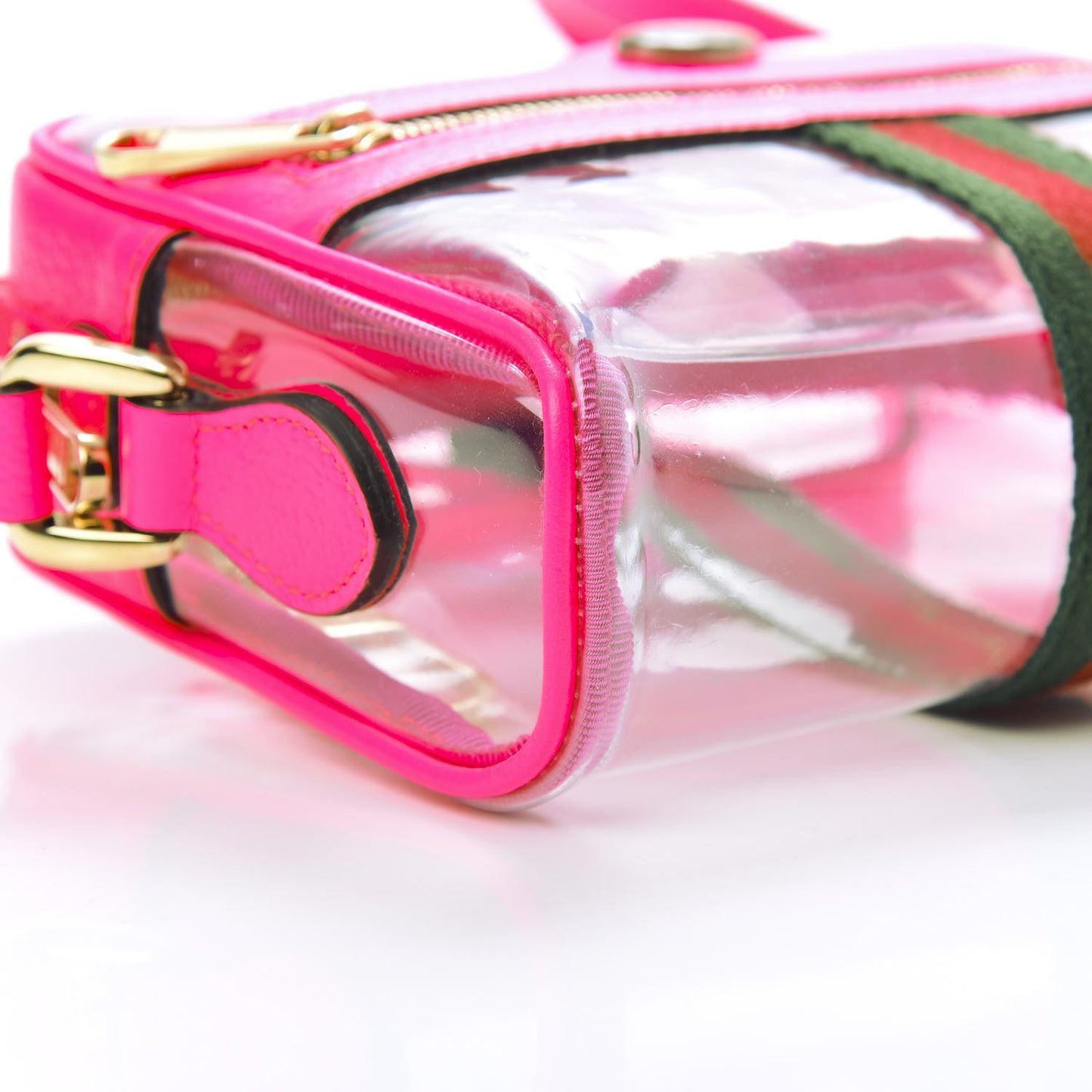 Vinyl Web Mini Ophidia Transparent Shoulder Bag Fluorescent Fuchsia