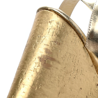 Jimmy Choo Metallic Calfskin Cork Papyrus Wedge Sandal 38 Gold 14 of 16