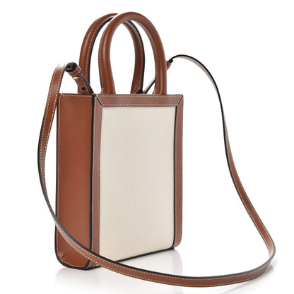 Celine Canvas Calfskin Sulky Print Mini Vertical Cabas Natural Tan 4 of 10