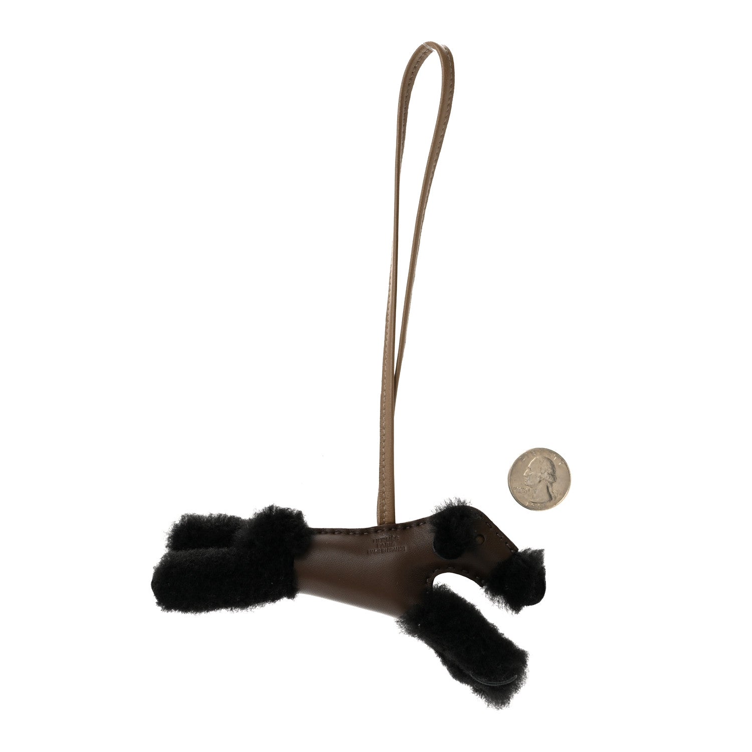Hermes Milo Lambskin Shearling Budy Charm Black Chocolate Etoupe 2 of 4