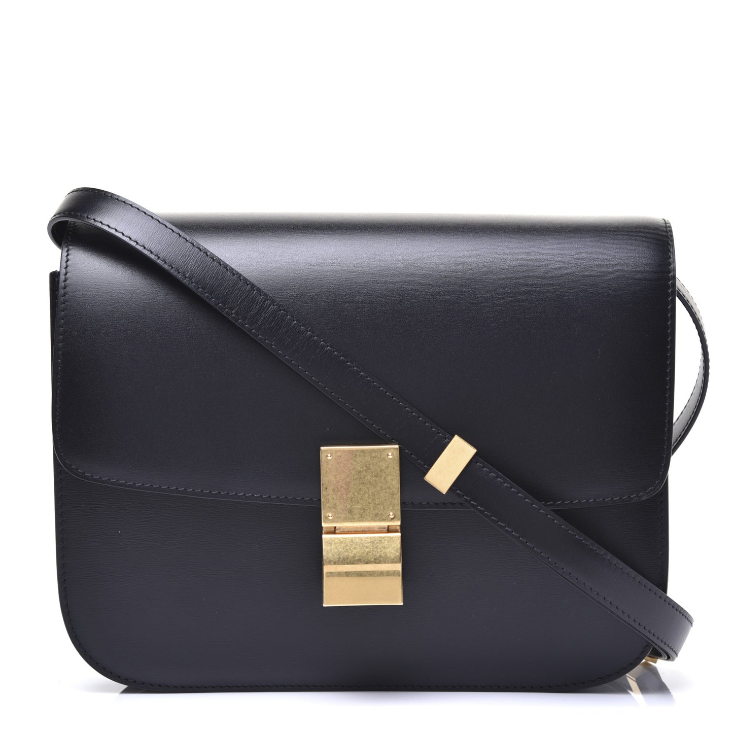 Box Calfskin Medium Classic Box Flap Bag Black