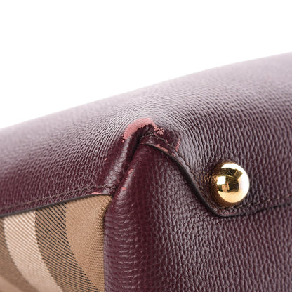 Burberry Grainy Calfskin House Check Medium Banner Tote Mahogany Red 12 of 15
