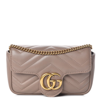 Gucci Calfskin Matelasse Super Mini GG Marmont Shoulder Bag Porcelain Rose 1 of 11