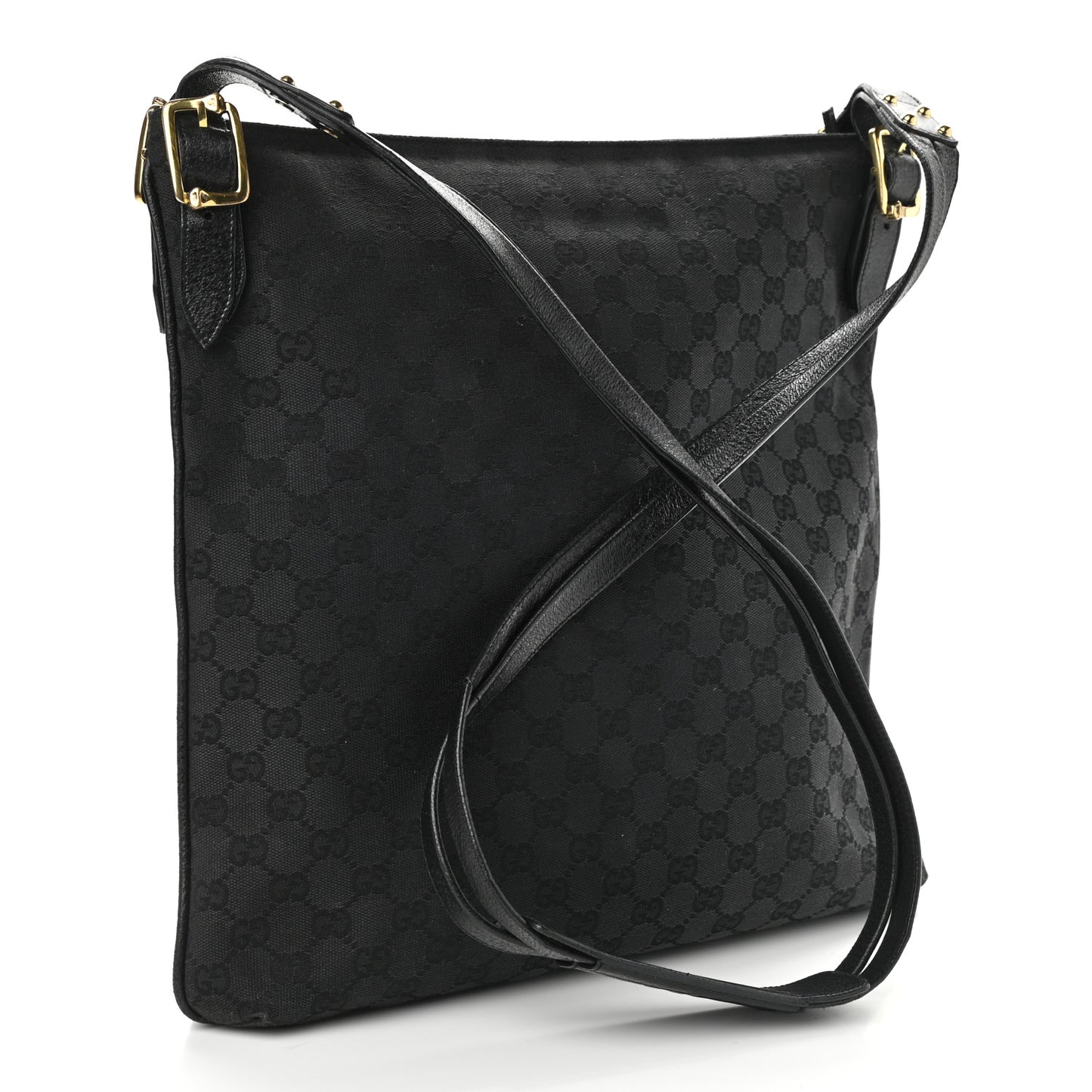 Monogram Flat Messenger Bag Black