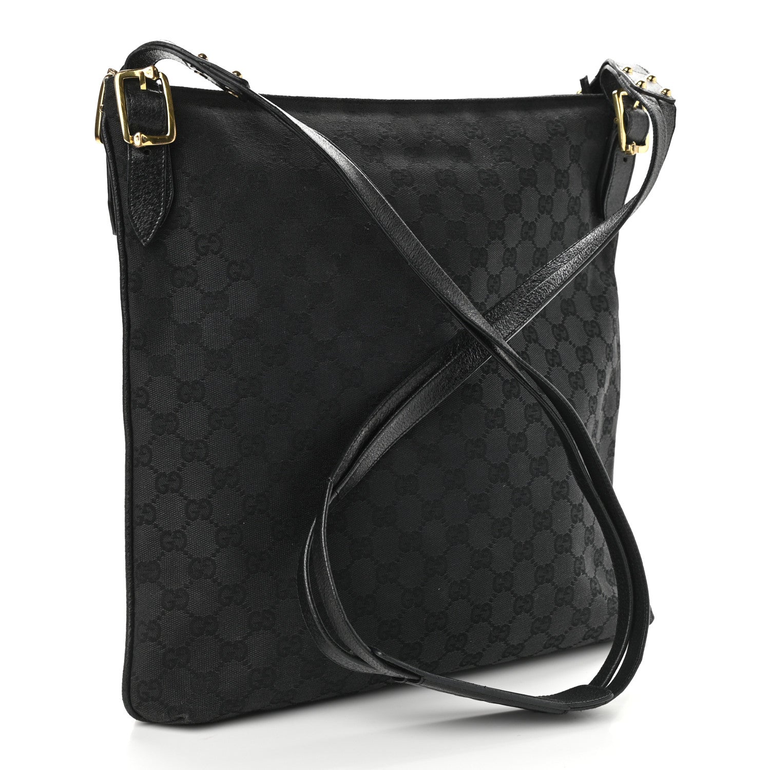Gucci Monogram Flat Messenger Bag Black 2 of 9