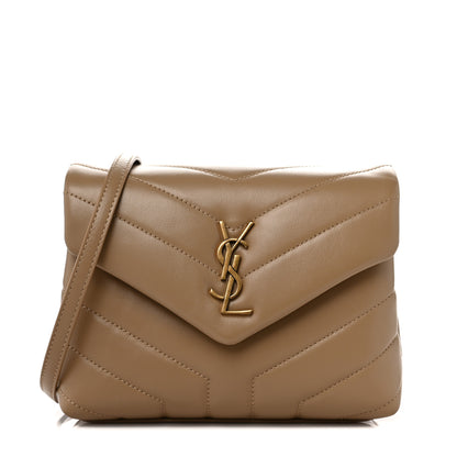 Saint Laurent Calfskin Y Quilted Monogram Toy Loulou Crossbody Bag Dark Beige 1 of 10