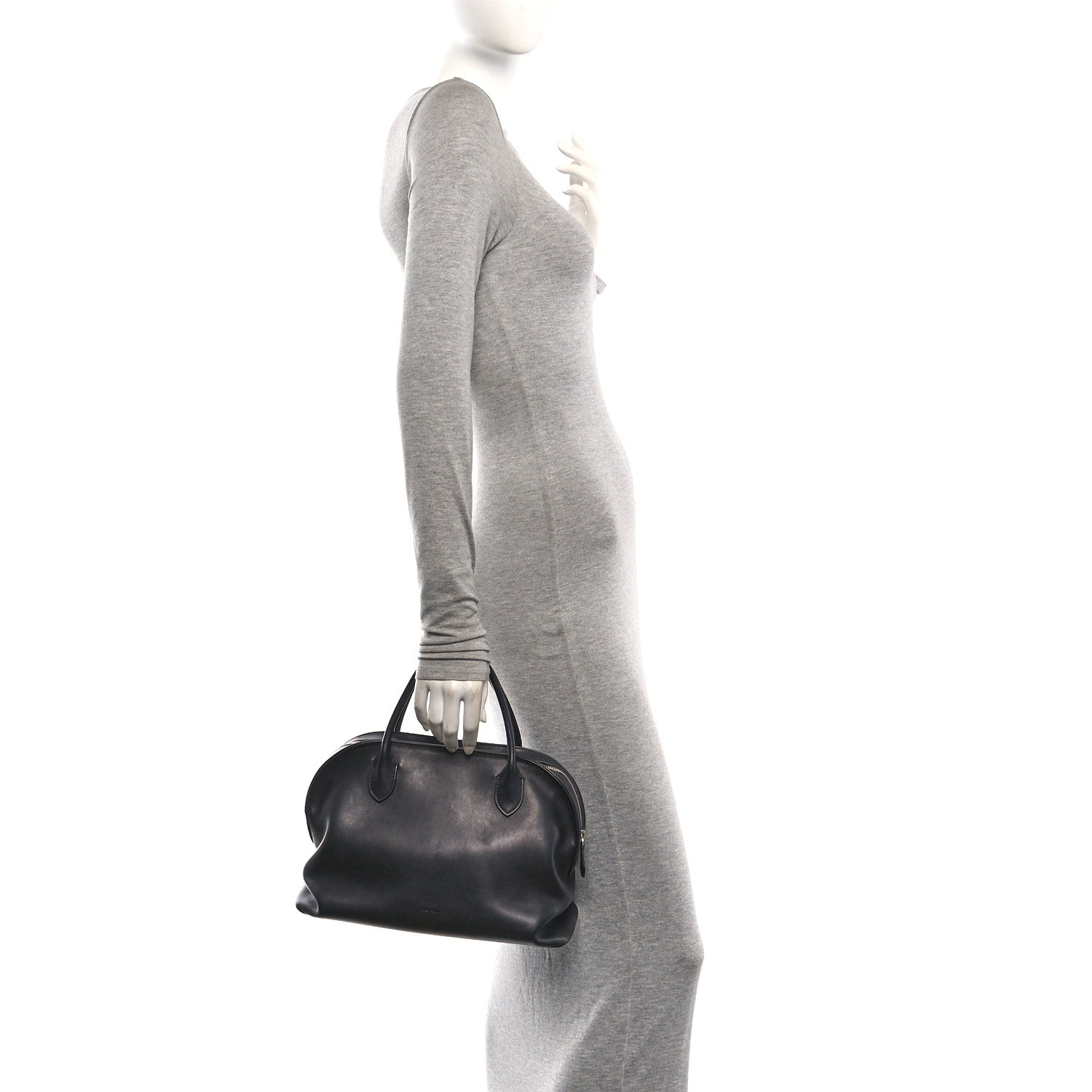 The Row Polished Saddle Calfskin Agnes Bag Black 2 of 9