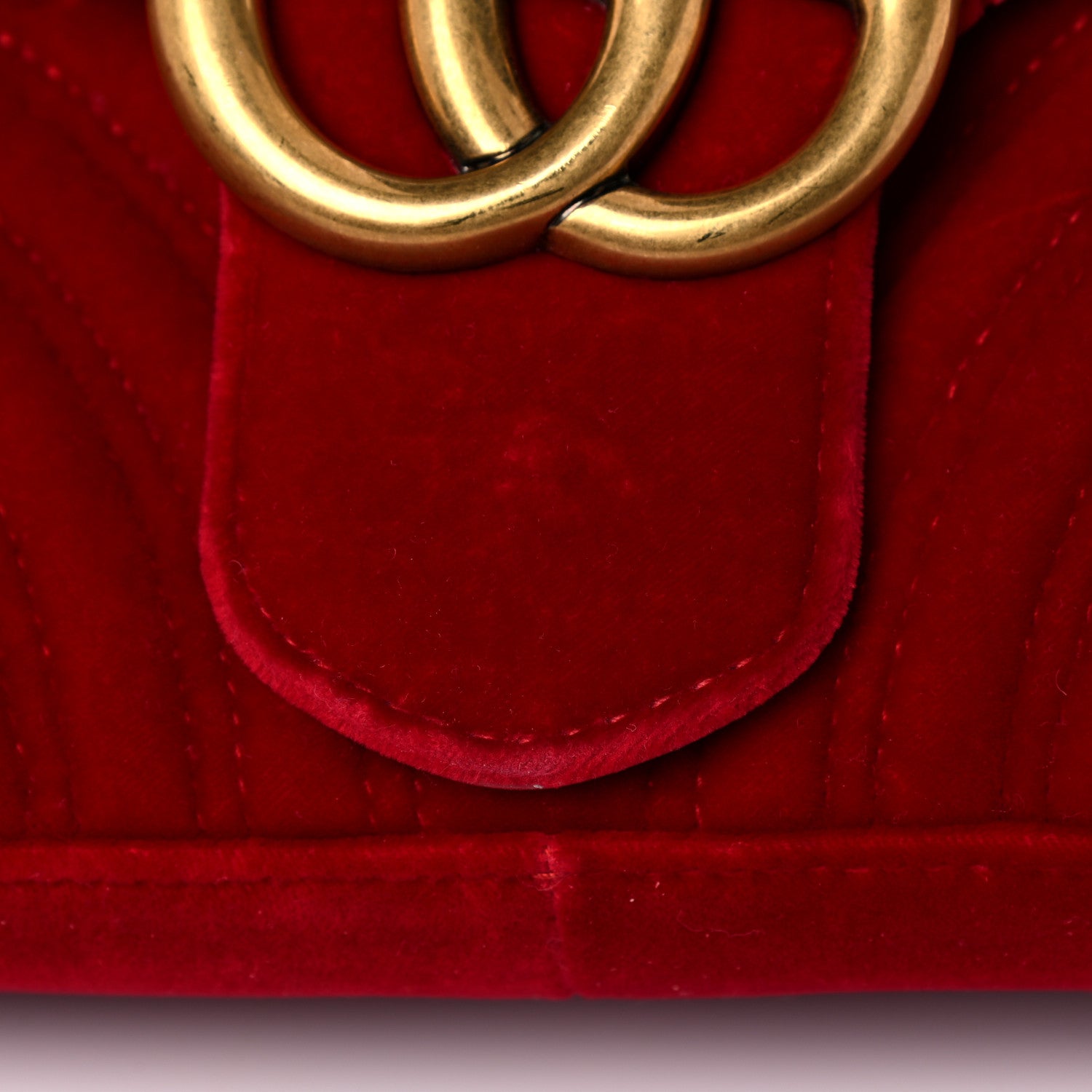 Gucci Velvet Matelasse Medium GG Marmont Shoulder Bag Hibiscus Red 13 of 16