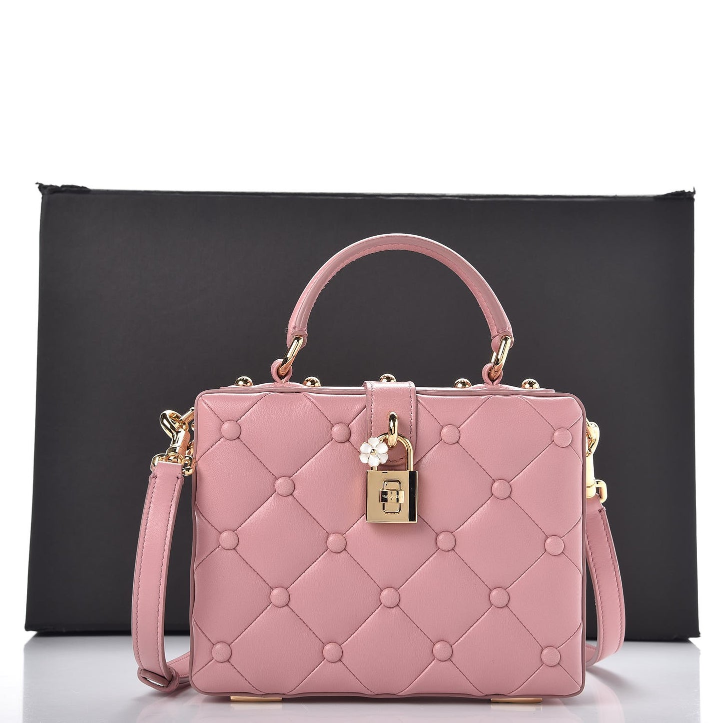 Lambskin Quilted Box Bag Pink