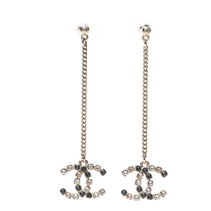 Chanel Crystal CC Drop Earrings Pink Grey Gold 1 of 5