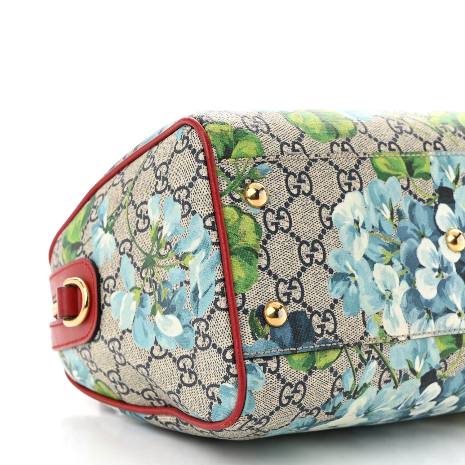 Gucci GG Supreme Monogram Blooms Small Boston Beige Blue Navy Hibiscus Red 9 of 11