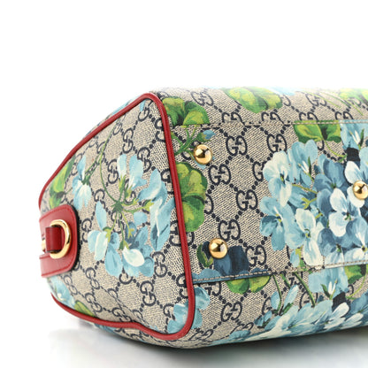 Gucci GG Supreme Monogram Blooms Small Boston Beige Blue Navy Hibiscus Red 9 of 11