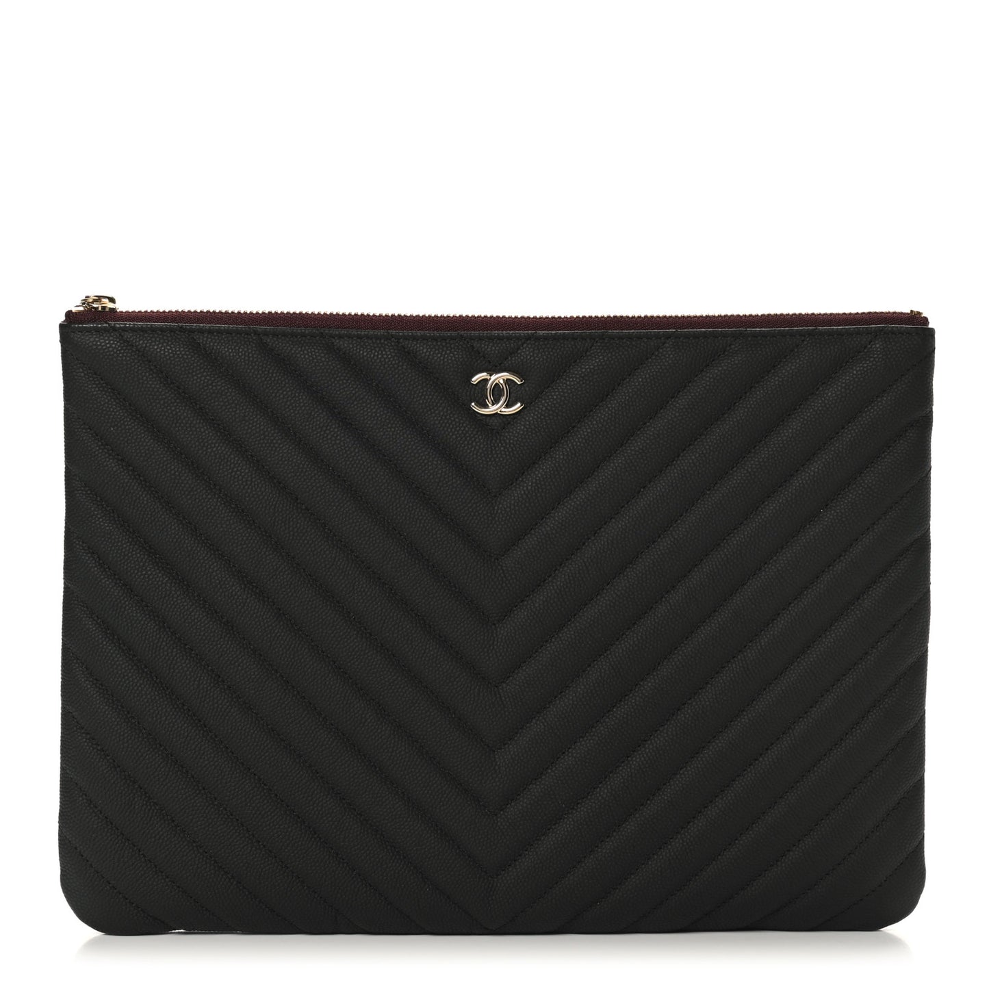 Caviar Chevron Quilted Medium Cosmetic Case Black