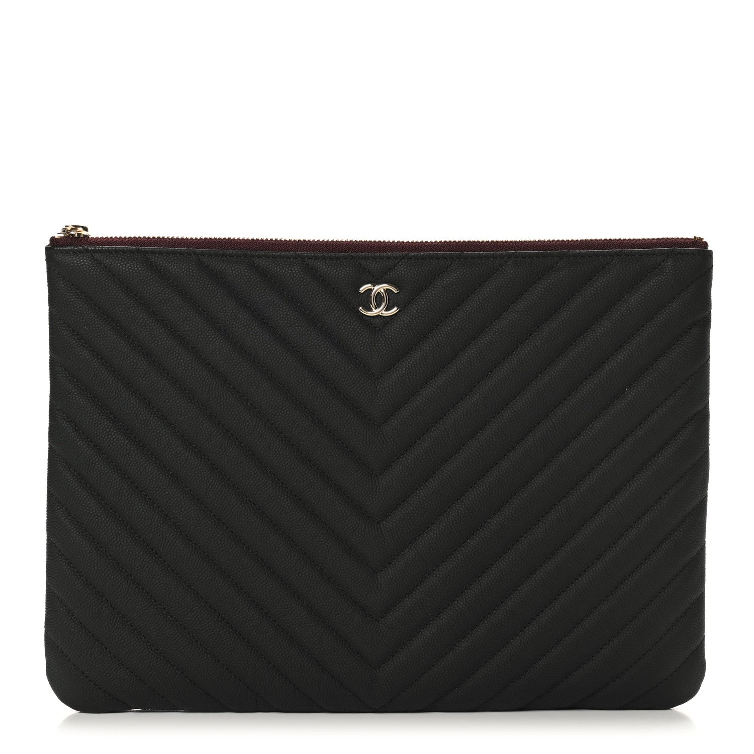 Chanel Caviar Chevron Quilted Medium Cosmetic Case Black 1 of 7